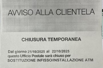 Avviso chiusura ufficio postale