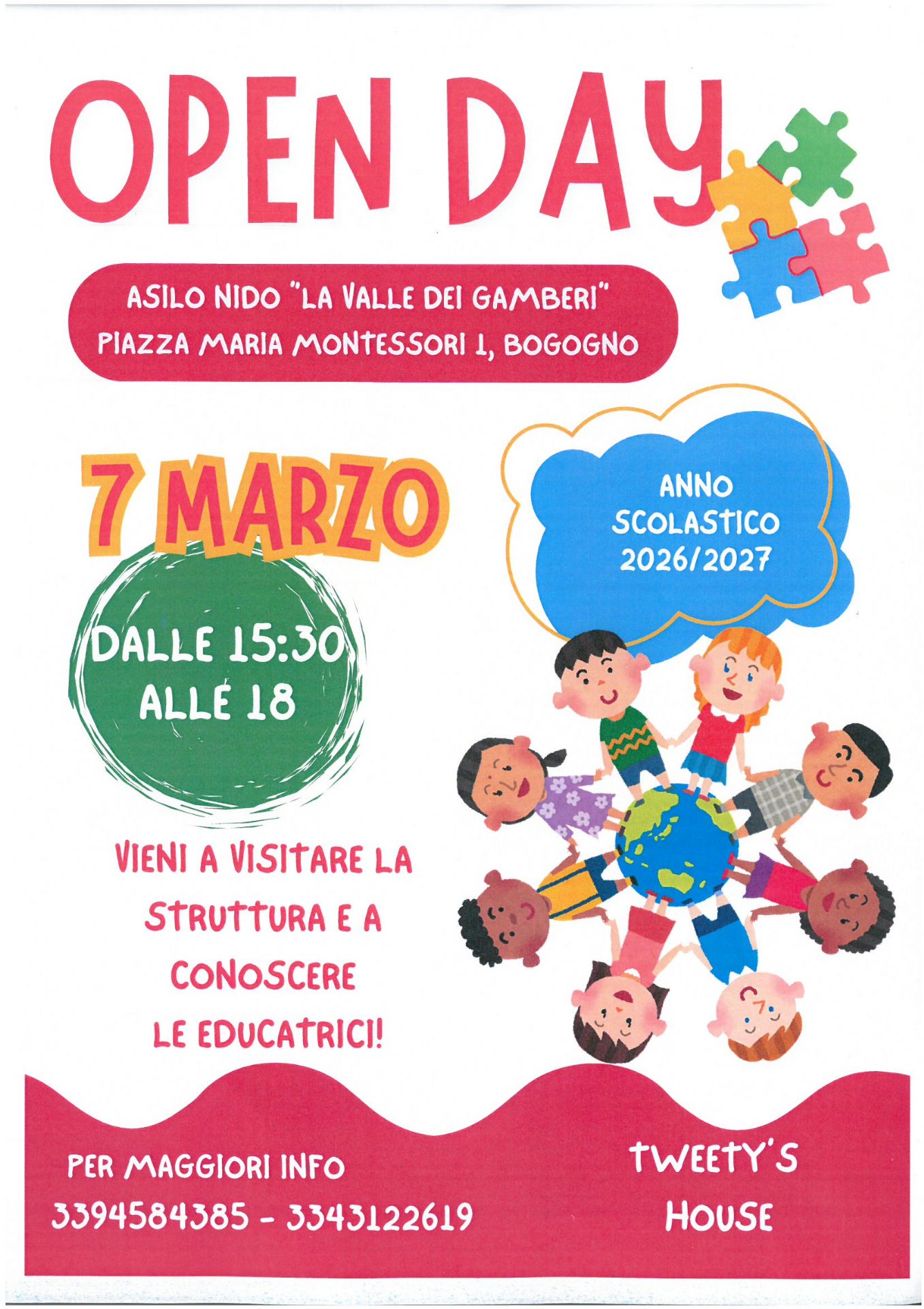 Open day micronido "La valle dei gamberi" dalle ore 15.30 alle ore 18.00